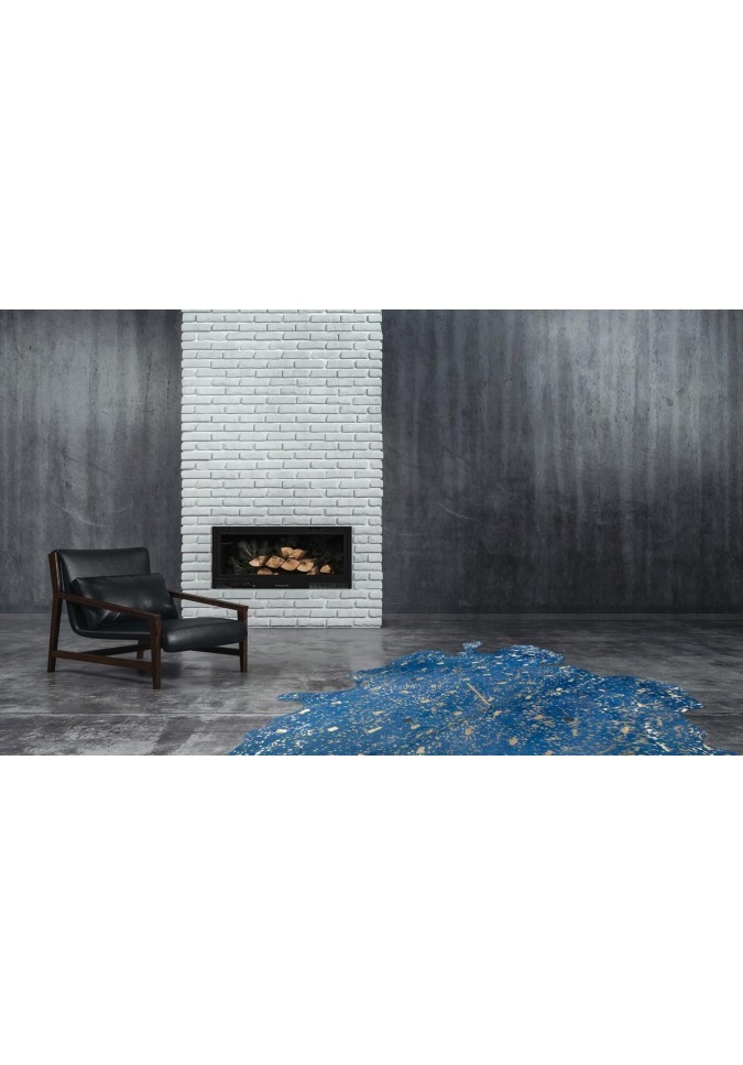 Tapis lavable en machine sur mesure bleu nuit aspect viscose